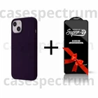 Чехол силиконовый Premium Silicone Case Full для Apple iPhone 15 elderberry + Подарок защитное стекло ESD Mietubl для Apple iPhone