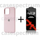 Чехол силиконовый Premium Silicone Case Full Cover для Apple iPhone 15 Pro Max Pink Sand + Подарок защитное стекло ESD Mietubl для Apple iPhone