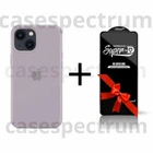 Чехол силиконовый Premium Silicone Case Full для Apple iPhone 15 lavender gray + Подарок защитное стекло ESD Mietubl для Apple iPhone