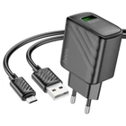Зарядний пристрій HOCO CS21A Rich single port QC3.0 charger set USB to MicroUSB 1xUSB Black (6942007609890)