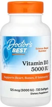 Вітамін D3 холекальциферол Doctor's Best Vitamin D3125 мкг 5000 МЕ 720 капсул в упаковці (ARE-574668)