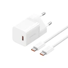 Мережевий зарядний пристрій Baseus GaN5 mini 30 Вт USB-C PD з кабелем Type-C білий