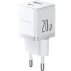 Сетевое зарядное устройство Baseus Palm Fast Charger USB-C + USB-A 20W EU Moon White