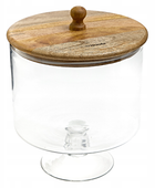 Patera na nóżce z kloszem HOMLA Wood Colony szklana 24 x 18 cm (5904183886749)