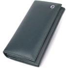Удобный вертикальный кошелек из натуральной кожи ST Leather Wallet 23086 Зеленый