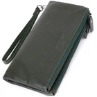 Красивый кожаный кошелек на три отделения ST Leather Wallet 23110 Зеленый