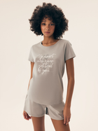 Piżama damska z szortami i krótkim rękawem letnia bawełniana Henderson Naturaleza 42660-07X 2XL Szara (5903972377789)