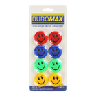 Магніти BUROMAX 8шт. 3см 0032, Смайлик кольоровий (24) /BM.0032/