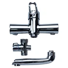 Смеситель для ванны Aquatica HL-3C130C Ø35 гусак прямой 150 мм дивертор выносной картриджный однорычажный с душевым шлангом хром (33-102-9734210)