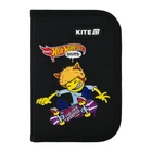 Пенал Kite Hot Wheels Skate "Скейт Хотвілс" 1 отделение с 2 отворотами каркасный на молнии черный (HW25-622-2)