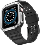 Pasek z etui Hurtel Protect Strap Band do Apple Watch 38/40/41 mm Black/Silver (9145576231593)