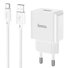 Зарядное устройство HOCO C106A Leisure single port charger set USB to Type-C cable White (6931474783912)