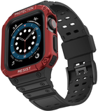 Pasek z etui Hurtel Protect Strap Band do Apple Watch 42/44/45 mm Black/Red (9145576231654)