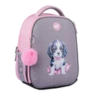 Рюкзак школьный каркасный ортопедический для первоклассника Yes H-100 Doggy Princess, для девочек, розовый/серый (550104)