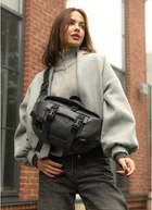 Велика жіноча поясна сумка бананка з екошкіри SAMBAG Графітова (867038721)