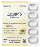 Пробіотики LactoBif® 5, 5 млрд КУО, 60 вегетаріанських капсул, для поліпшення травлення, для зміцнення імунної системи, California Gold Nutrition