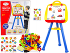 Дошка магнітна на ніжках LEAN Toys Синя з жовтим, з маркером та магнітами, коробки і полиця (5905323210806)