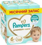 Подгузники Pampers Premium Care размер 6 (13-18кг), 128 шт, комплект на месяц
