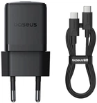 Мережевий зарядний пристрій Baseus Palm Fast Charger 1C 30W EU + Mini Cable Type-C to Type-C 60W 20V/3A 1 м Cluster Black (P10111605113-01)