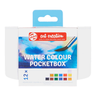 Набір акварельних фарб TALENS ART CREATION, Pocket box, 12 кювет, пензель, спонж, Royal Talens 8712079408794 9022112M