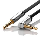 Аудіо кабель AUX 3.5 mm jack Ugreen з кутовим L-подібним штекером AV119 10728 (Чорний з сріблом, 3м)