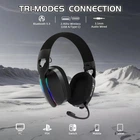 Наушники Attack Shark L90 Черные Беспроводная Игровая гарнитура, Радиоканал/Bluetooth. Съемный Микрофон, Динамическая RGB Подсветка