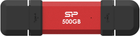 SSD диск Silicon Power DS72 500GB USB Type-A/USB Type-C Red (SP500GBUC3S72VPR)