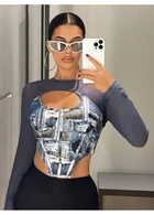 Топ-блузка SHEIN L Серый sz2305167277255350