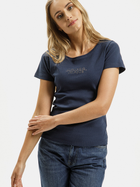 Футболка бавовняна жіноча Cross Jeans 55577-001 XS Темно-синя (8697319730739)