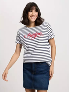 T-shirt damski bawełniany w paski Cross Jeans 56169-008 XS Biały (8697319732009)