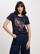 T-shirt damski bawełniany z nadrukiem Cross Jeans 56170-001 L Granatowy (8697319732085)