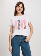 T-shirt damski bawełniany z nadrukiem Cross Jeans 56187-008 XL Biały (8697319732696)