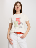 T-shirt damski bawełniany z nadrukiem Cross Jeans 56188-028 XL Ecru (8697319732740)