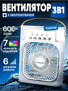 Міні кондиціонер вентилятор зволожувач повітря нічник настільний Smart від USB портативний з резервуаром таймер 3 швидкості 7 кольорів 600 мл білий
