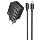 СЗУ Hoco N55 Fundador PD20W+QC3.0 (2USB-A/2C) + кабель Type-C to Lightning Black