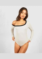 Боди лонгслив boohoo 42 Светло-серый GZZ74289