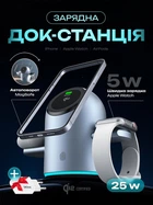 Qi2 сертифицированная беспроводная зарядная док станция для apple айфона часов наушников телефона 3 в 1 magsafe универсальная магнитная зарядка на айфон iphone airpods iwatch эпл вотч Magic Stem S9 25W с автоповоротом и подсветкой + адаптер