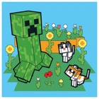 Набор для творчества Santi Картина по номерам Minecraft "Майнкрафт - Крипер и котики" 25х25 см набор акриловых красок + 2 кисти (955469)
