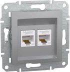 Розетка компьютерная RJ-45 двойная, Серебристая , EPH4400161 Asfora Schneider
