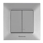 Выключатель двухклавишный с подсветкой Panasonic Arkedia Slim Серебро (WNTC0010-2SL)