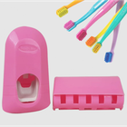Тримач для зубних лічильників з дозатором для зубної пасти Toothpaste Dispenser JX1000 на 5 щіток 12,7 х 6,8 х 6,5 см Рожевий