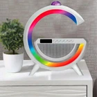 Ночник с беспроводной зарядкой и Bluetooth колонкой с USB, G2388A / Аккумуляторный светильник RGB с дискошаром