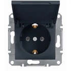 Розетка с ж/к и крышкой Asfora антрацит EPH3100171 Schneider Electric