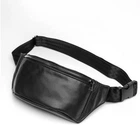 Мужская кожаная поясная сумка бананка городская компактная Sambag Tirso PSO черная 61054