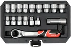 Набор сквозных торцевых головок SPLINE YATO квадрат 3/8" и 1/2" М10-М24 с храповым воротком (YT-38653)