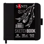 Скетчбук для графіки Santi 13х13 см 56 арк. чорний папір 145г/м2 (743245)