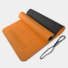Килимок для йоги та фітнесу EasyFit TPE+TC 6 мм двошаровий оранжевий-чорний 4631028