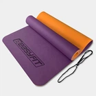 Килимок для йоги та фітнесу EasyFit TPE+TC 6 мм двошаровий фіолетовий-оранжевий 4629926