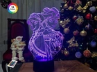 3D ночник "Холодное сердце" (УВЕЛИЧЕННОЕ ИЗОБРАЖЕНИЕ) +пульт ДУ +сетевой адаптер +батарейки (3ААА) 3DTOYSLAMP