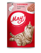 Влажный корм для взрослых котов Мяу! со вкусом кролика в нежном соусе 415 г